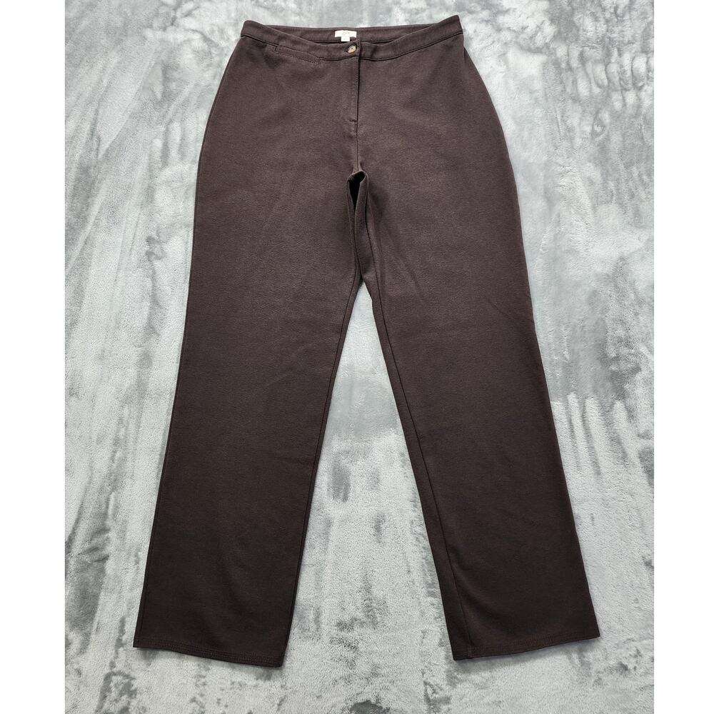 J.Jill Pants Women 12 Brown Stretch Ponte High Rise Straight Leg Office Preppy
